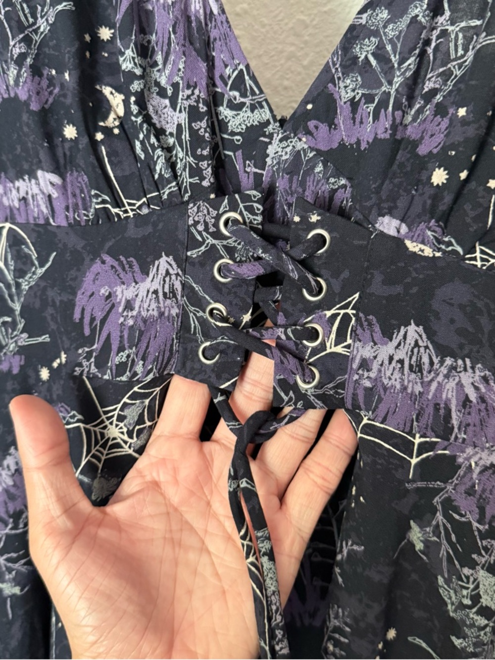 DISTURBIA black purple spider web moon goth corset cutout keyhole mini dress - Picture 6 of 9